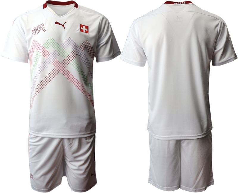 Men 2021 European Cup Switzerland away white Soccer Jersey->customized soccer jersey->Custom Jersey
